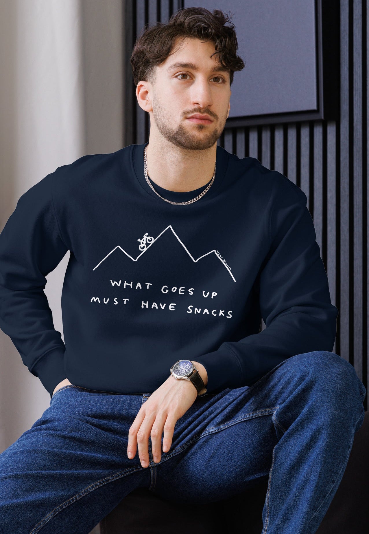 'WHAT GOES UP MUST HAVE SNACKS' CREW NECK SWEATER