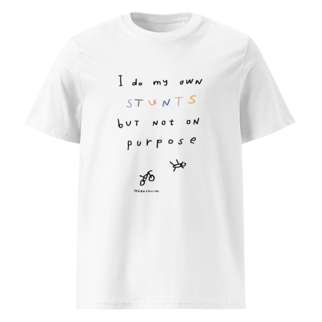 'I DO MY OWN STUNTS BUT NOT ON PURPOSE' UNISEX CREWNECK TEE