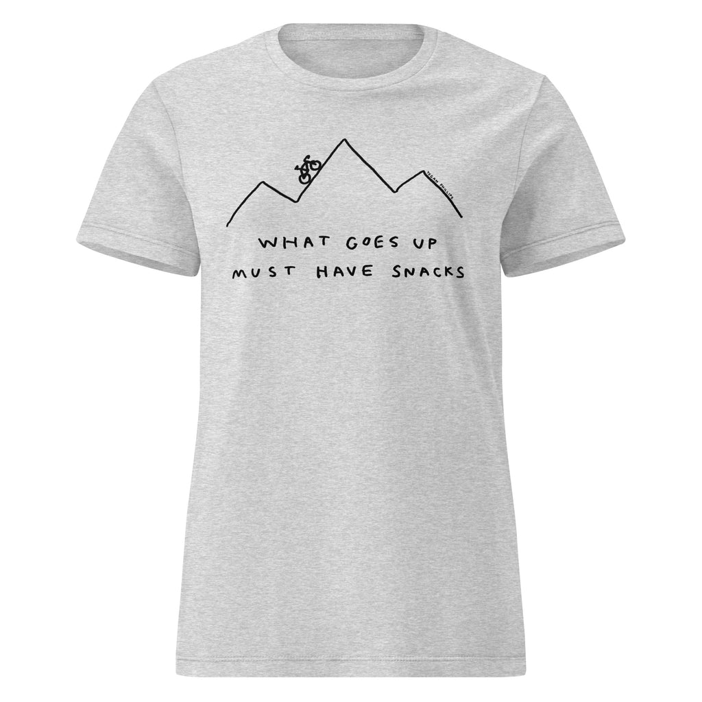 'What Goes Up Must Have Snacks" Women's Fitted tee
